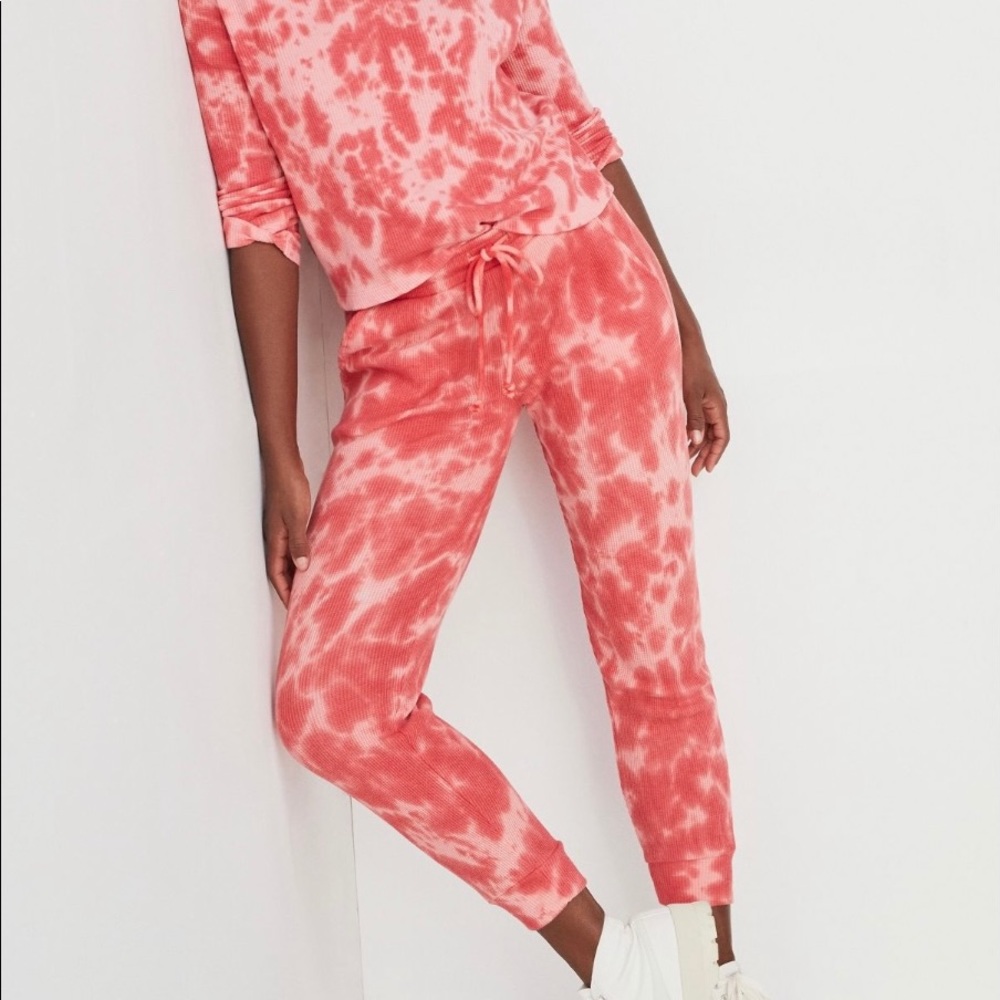 Anthropologie Janelle Waffle Tie-Dye Joggers